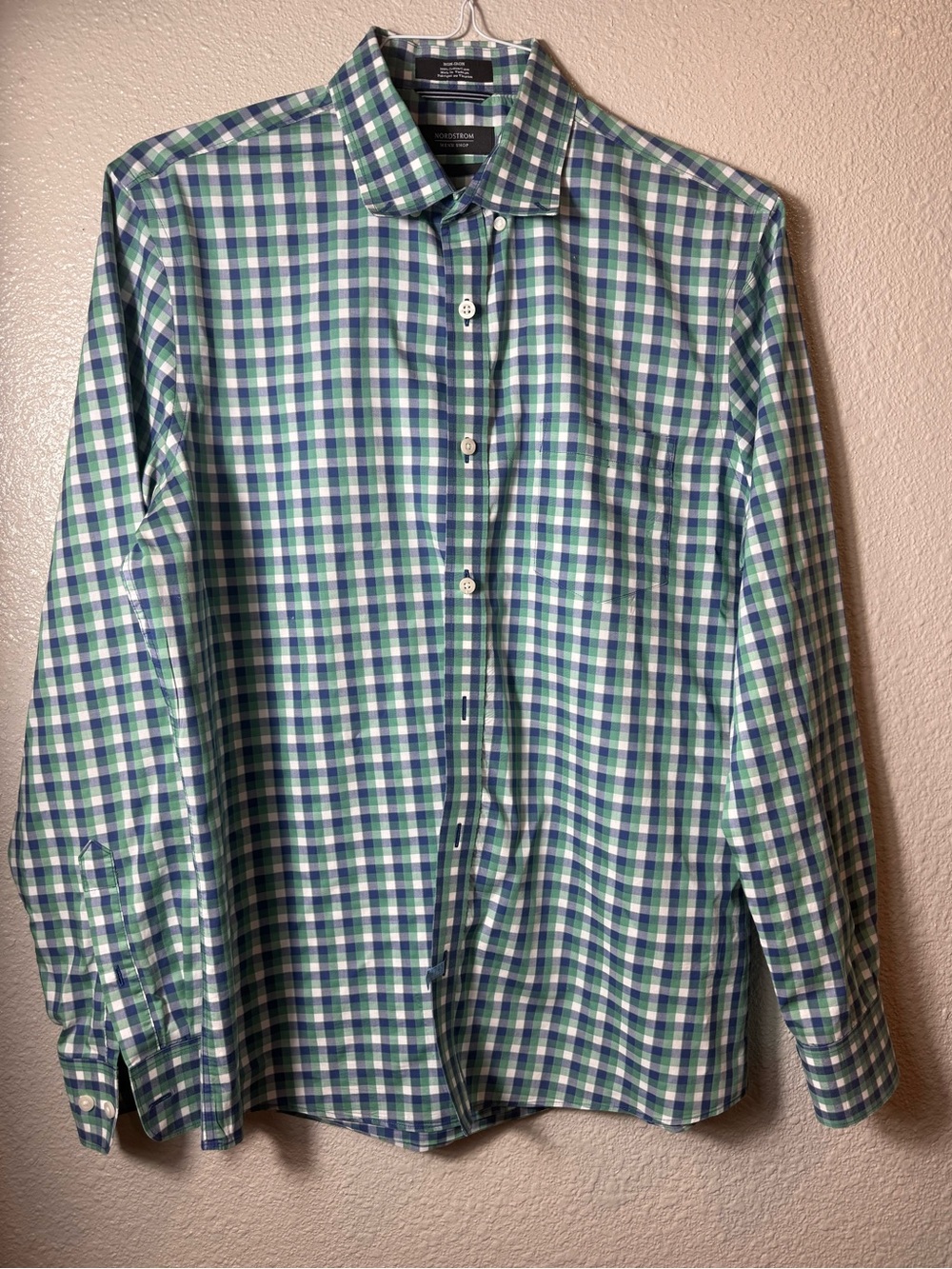 Nordstrom Traditional Fit‎ Check Non-Iron Cotton Dress Shirt Size L